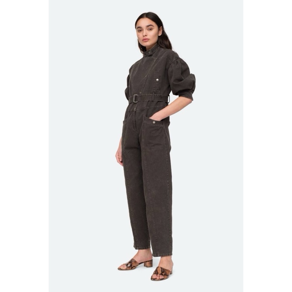NWT Sea New York Idun Belted Denim Cotton Jumpsuit in Graphite Size 6 - Picture 8 of 10